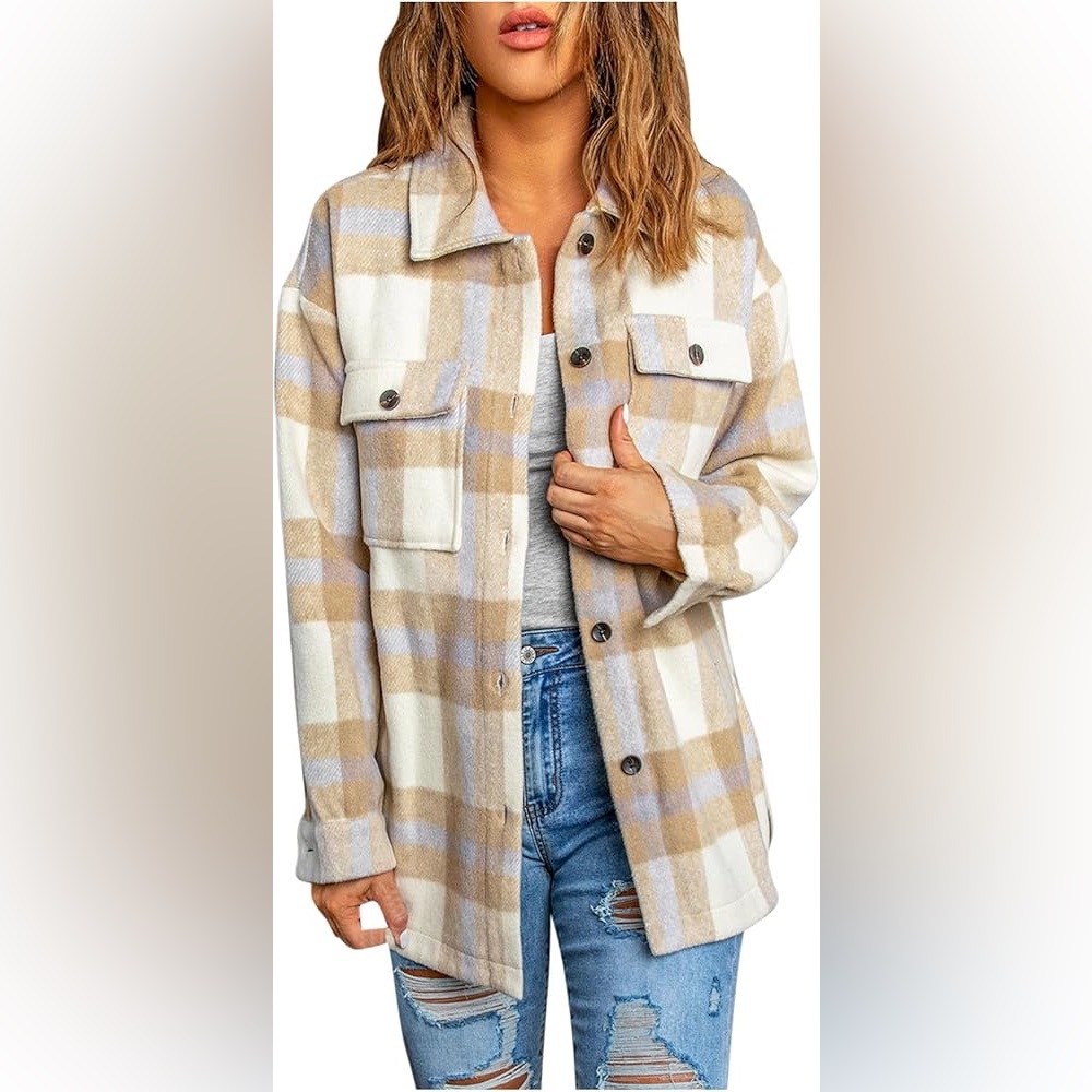 NWT Madison Huston open front wool blend women’s shacket sherpa medium.